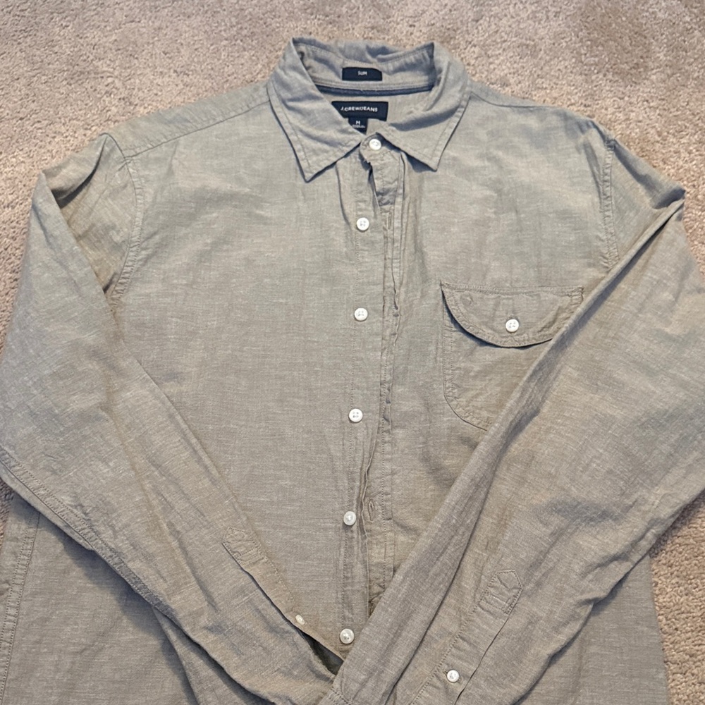 J. Crew Men's Casual Gray Button Down Shirt
